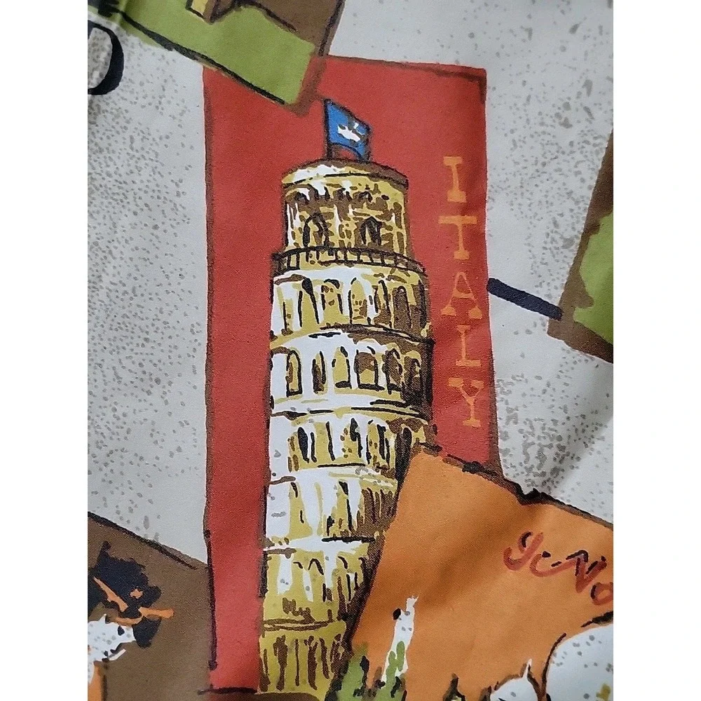 Vintage Gabrielle Cie Fabric 108x46 Travel Global Print Vat Preshrunk Mid Centry